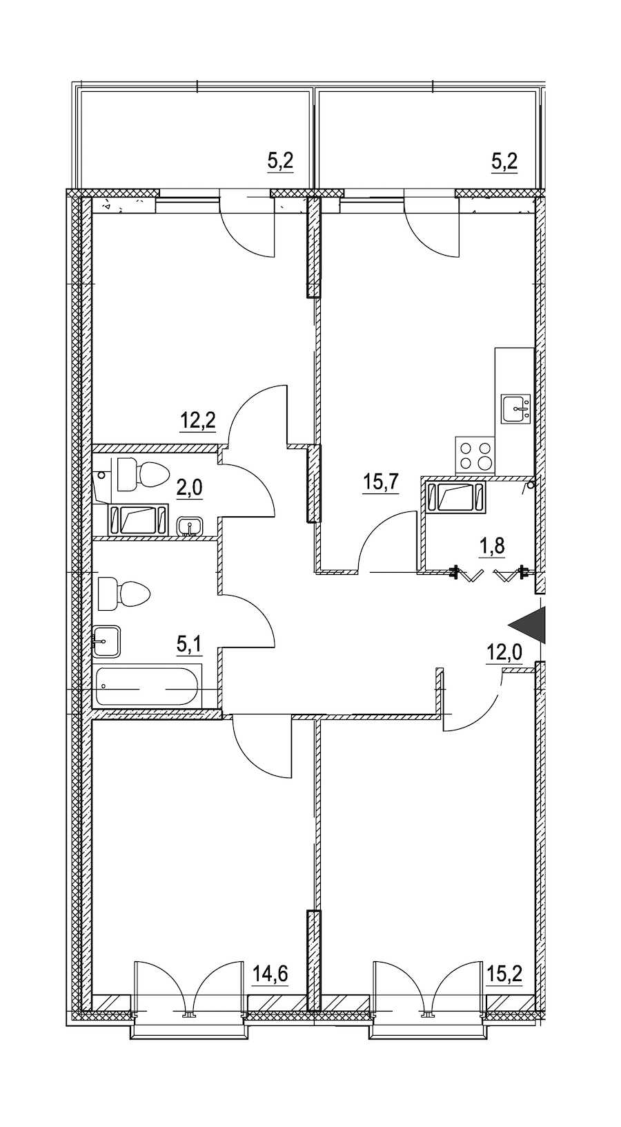 Трехкомнатная квартира в : площадь 81.8 м2 , этаж: 3 – купить в Санкт-Петербурге